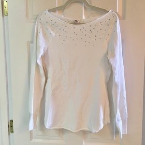 Pink Lotus | Long Sleeve White Sweatshirt